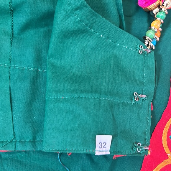 Dark green chaniya with matching blouse very pretty - Picture 7 of 8